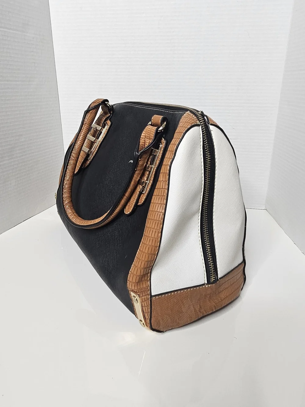 Structured Black and Tan Women's Satchel